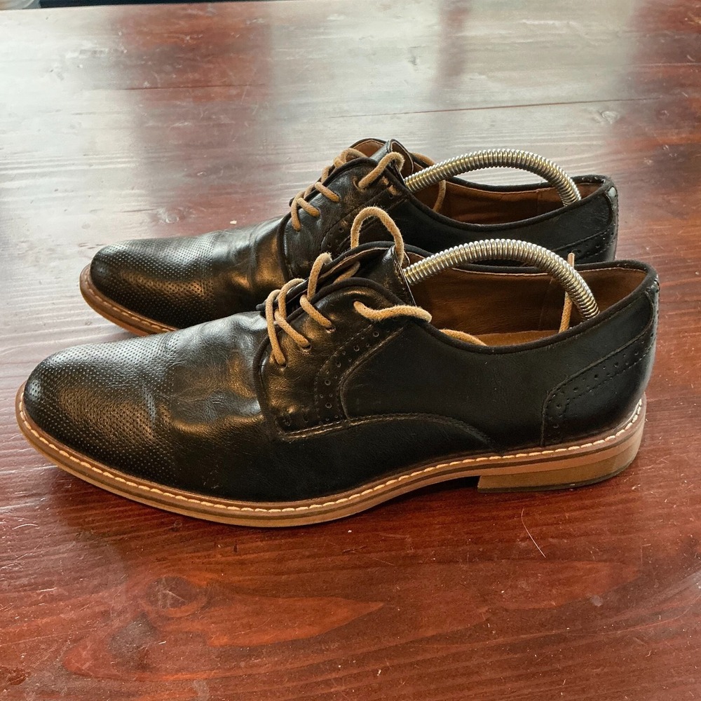Madden M-A1K Black Dress Oxford Shoes Mens 10.5M Black Perforated Toe WM910771‎